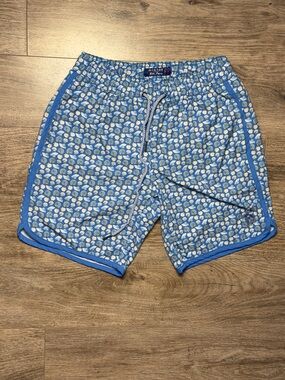 Mr.Swim Light Blue & White Shell-Print Swim Trunks